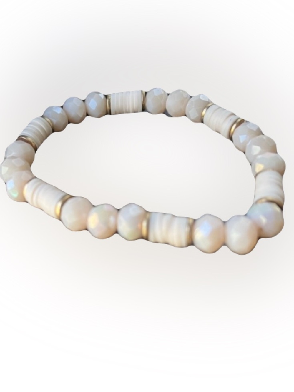 Declaration Boutique 14K Gold & Translucent White Stone Bracelet- NWOT